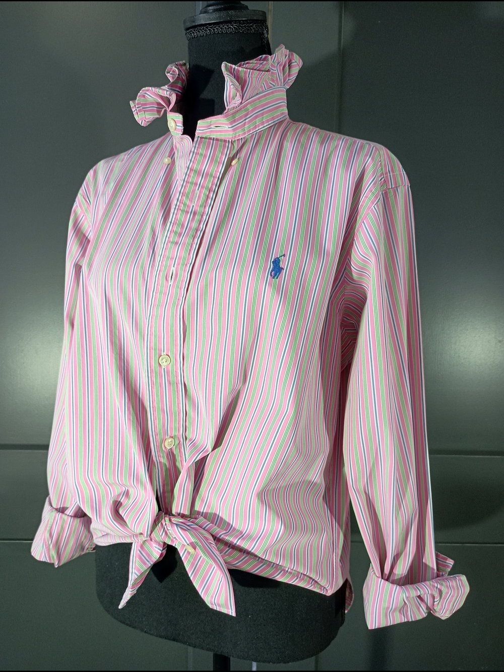 Upcycled Women's Ralph Lauren Ruffled Collar Shirt